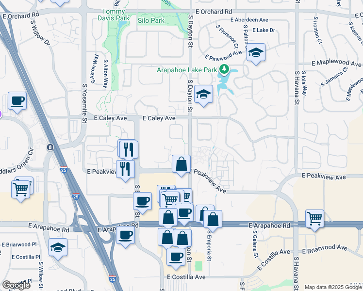 map of restaurants, bars, coffee shops, grocery stores, and more near 6435 South Dayton Street in Englewood