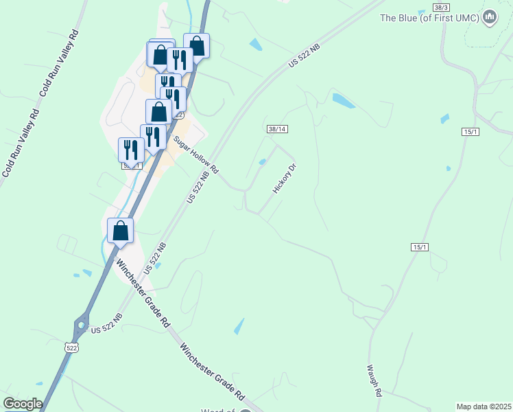map of restaurants, bars, coffee shops, grocery stores, and more near 120 Robinwood Lane in Berkeley Springs