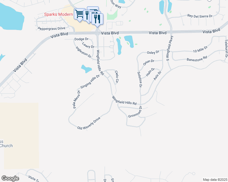 map of restaurants, bars, coffee shops, grocery stores, and more near 5900 Quintessa Court in Sparks