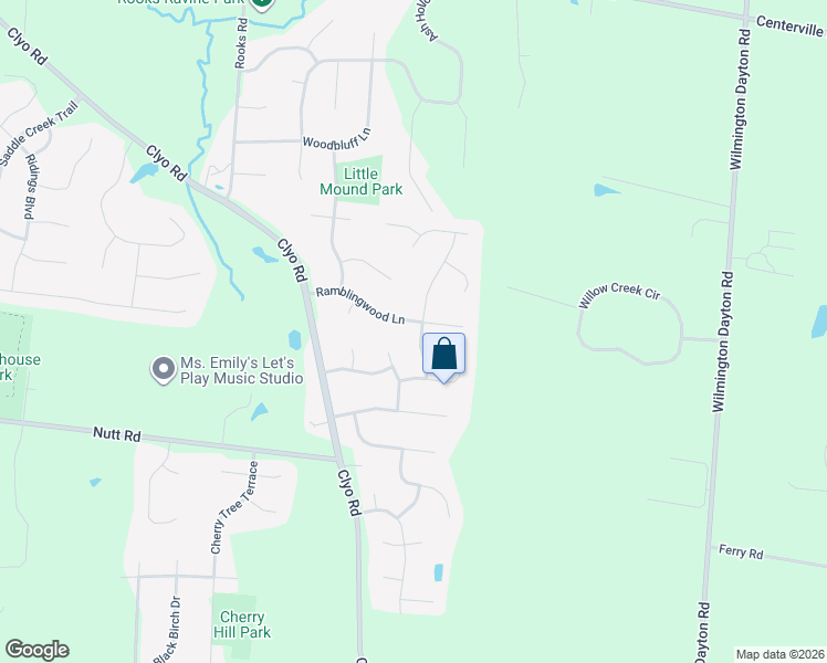 map of restaurants, bars, coffee shops, grocery stores, and more near 9720 Glenfield Court in Dayton