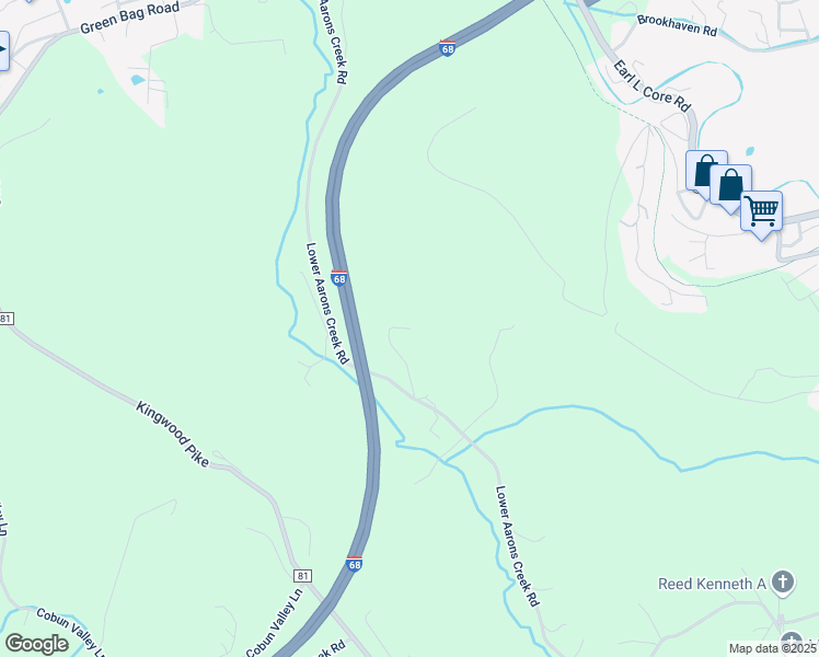 map of restaurants, bars, coffee shops, grocery stores, and more near 102 Mountain Meadow Drive in Morgantown