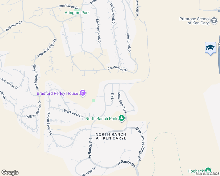 map of restaurants, bars, coffee shops, grocery stores, and more near 77 North Ranch Road in Littleton