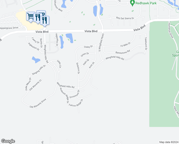 map of restaurants, bars, coffee shops, grocery stores, and more near 6008 Axis Drive in Sparks