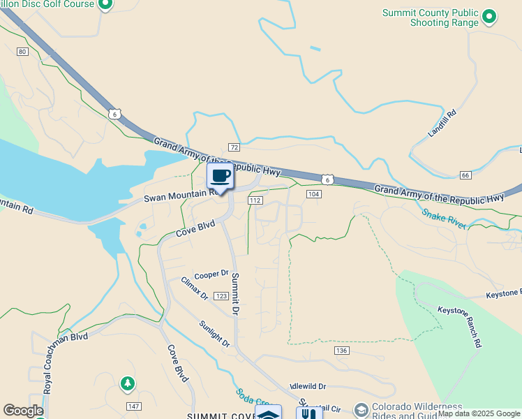 map of restaurants, bars, coffee shops, grocery stores, and more near 88 Stag Trail in Dillon