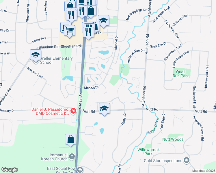 map of restaurants, bars, coffee shops, grocery stores, and more near 9610 Sagemeadow Court in Montgomery County