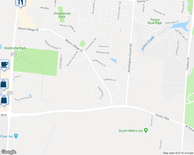 map of restaurants, bars, coffee shops, grocery stores, and more near 2388 Miami Village Drive in Miamisburg