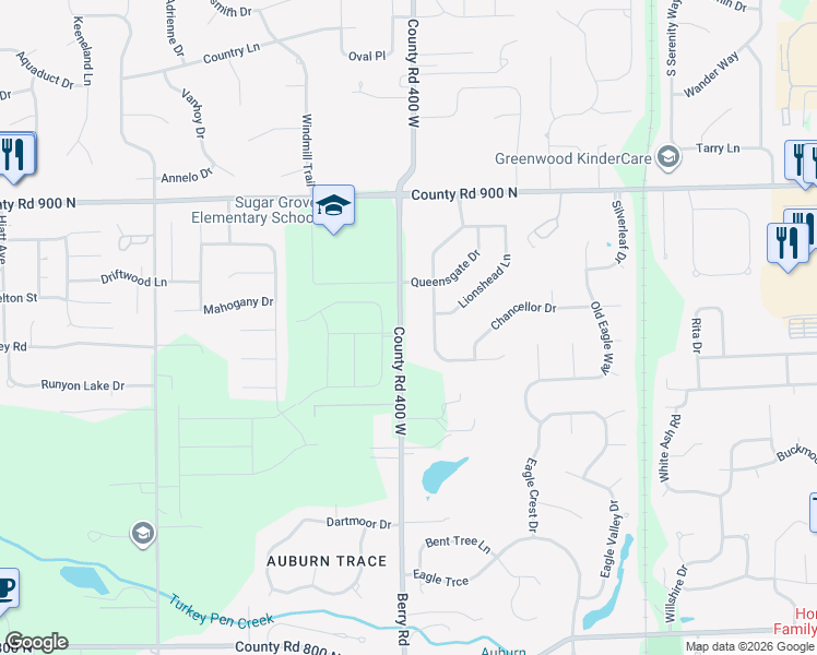 map of restaurants, bars, coffee shops, grocery stores, and more near 987 Berry Road in Greenwood
