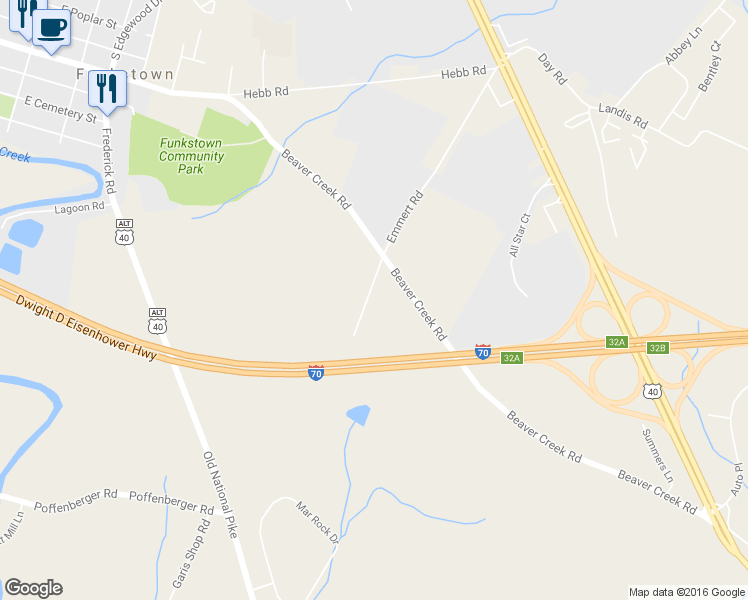 map of restaurants, bars, coffee shops, grocery stores, and more near 321 Emmert Rd in Hagerstown