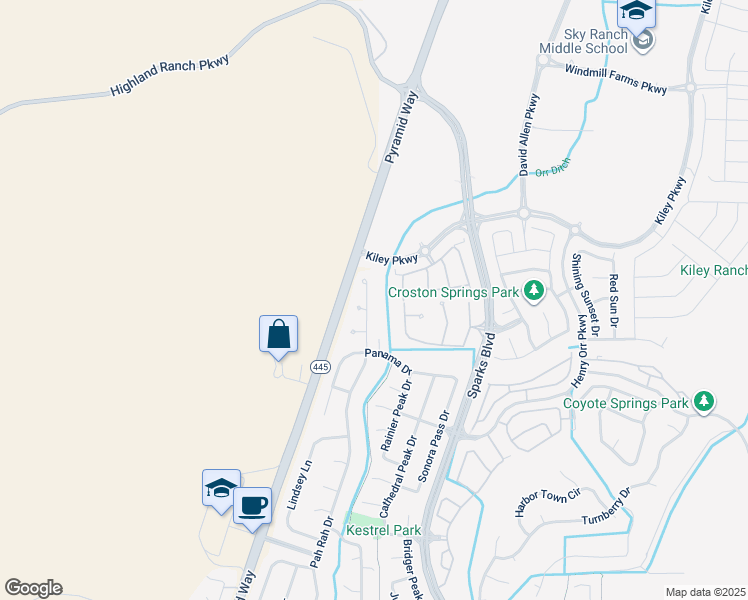 map of restaurants, bars, coffee shops, grocery stores, and more near 20 Jordyn Court in Sparks