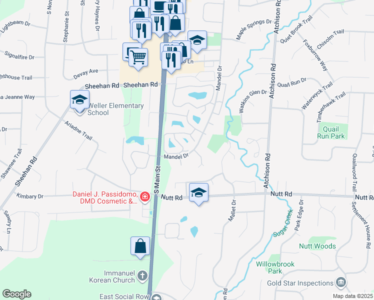 map of restaurants, bars, coffee shops, grocery stores, and more near 327 Lobster Tail in Dayton