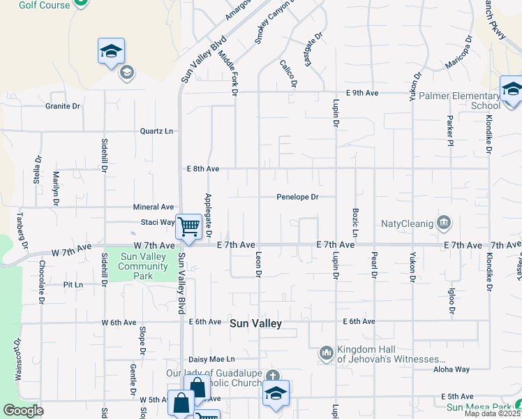 map of restaurants, bars, coffee shops, grocery stores, and more near 215 Dixie Lane in Sun Valley