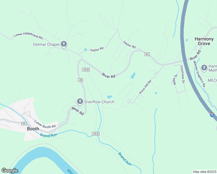 map of restaurants, bars, coffee shops, grocery stores, and more near 1451 River Road in Morgantown