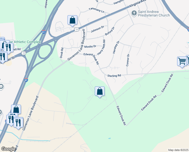 map of restaurants, bars, coffee shops, grocery stores, and more near 16605 Coney Court in Williamsport