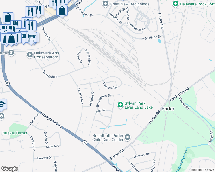 map of restaurants, bars, coffee shops, grocery stores, and more near 661 Corsica Avenue in Bear