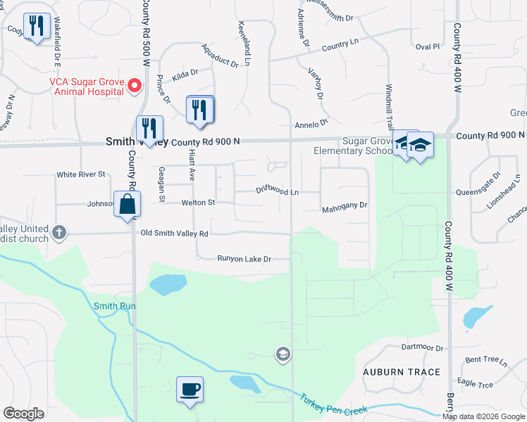 map of restaurants, bars, coffee shops, grocery stores, and more near 4602 Turfway Court in Greenwood