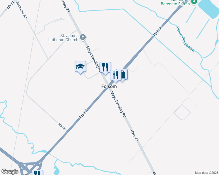map of restaurants, bars, coffee shops, grocery stores, and more near in Folsom