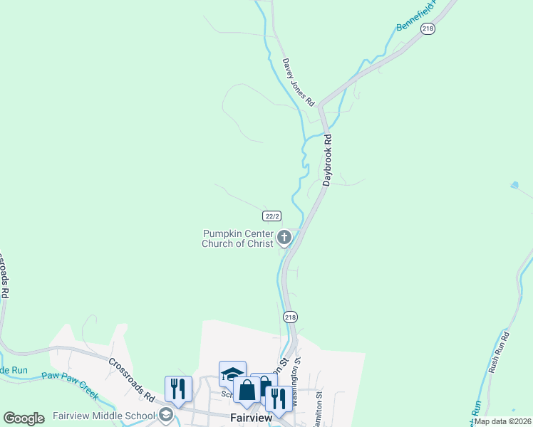 map of restaurants, bars, coffee shops, grocery stores, and more near 31 Punkin Center Road in Fairview