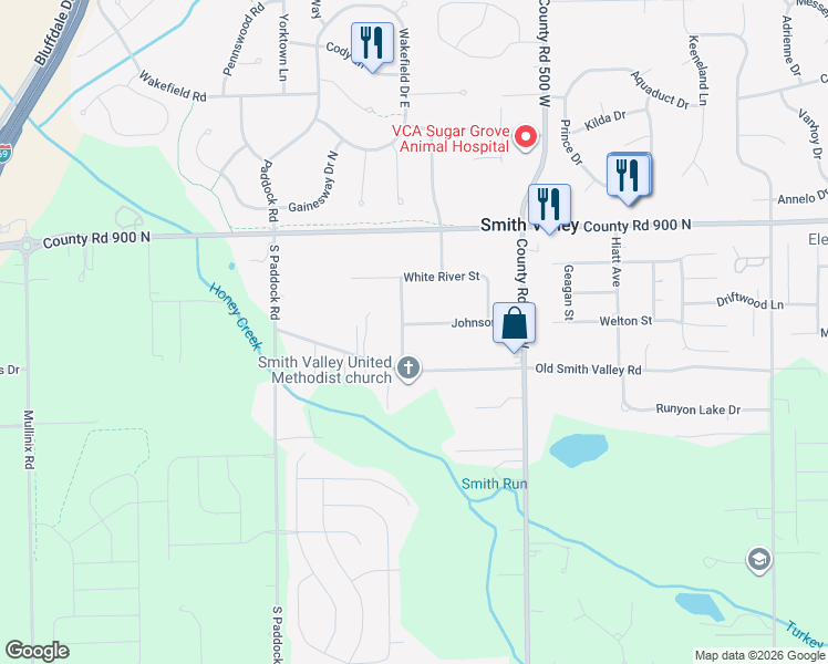 map of restaurants, bars, coffee shops, grocery stores, and more near 984 Old Valley Drive in Greenwood