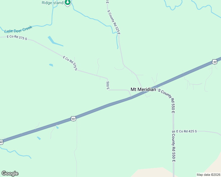 map of restaurants, bars, coffee shops, grocery stores, and more near 5038 East County Road 400 South in Greencastle