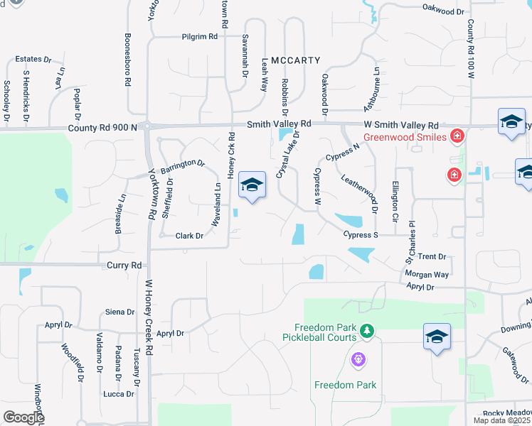 map of restaurants, bars, coffee shops, grocery stores, and more near 999 Bayview Lane in Greenwood