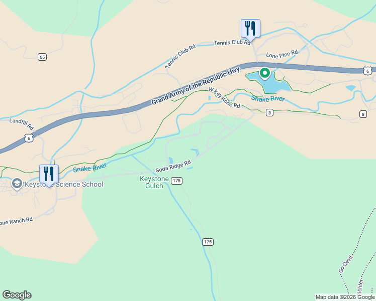 map of restaurants, bars, coffee shops, grocery stores, and more near 1937 Soda Ridge Road in Keystone