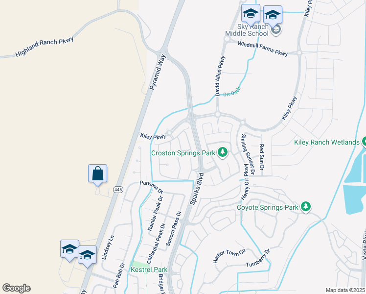 map of restaurants, bars, coffee shops, grocery stores, and more near 815 Kiley Parkway in Sparks