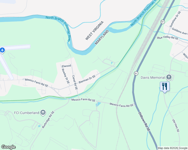 map of restaurants, bars, coffee shops, grocery stores, and more near 11629 Bierman Drive Southeast in Cumberland