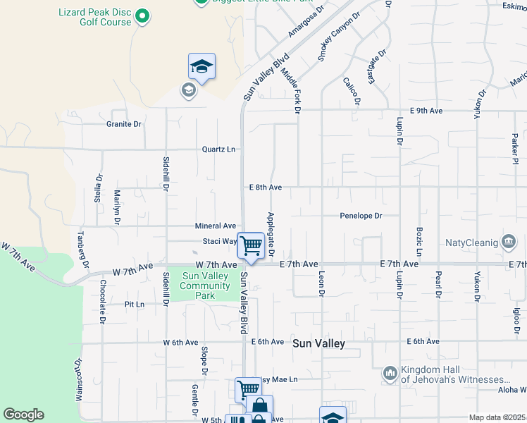 map of restaurants, bars, coffee shops, grocery stores, and more near in Sun Valley