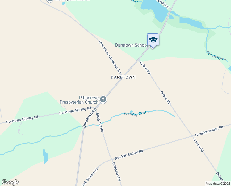 map of restaurants, bars, coffee shops, grocery stores, and more near 342 Daretown Road in Elmer