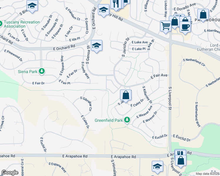 map of restaurants, bars, coffee shops, grocery stores, and more near 6322 South Himalaya Way in Centennial