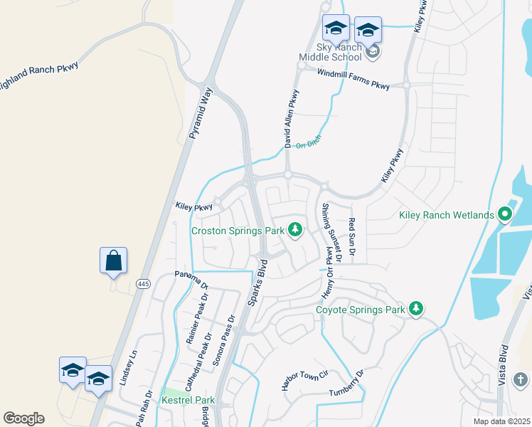 map of restaurants, bars, coffee shops, grocery stores, and more near 907 Croston Springs Drive in Sparks