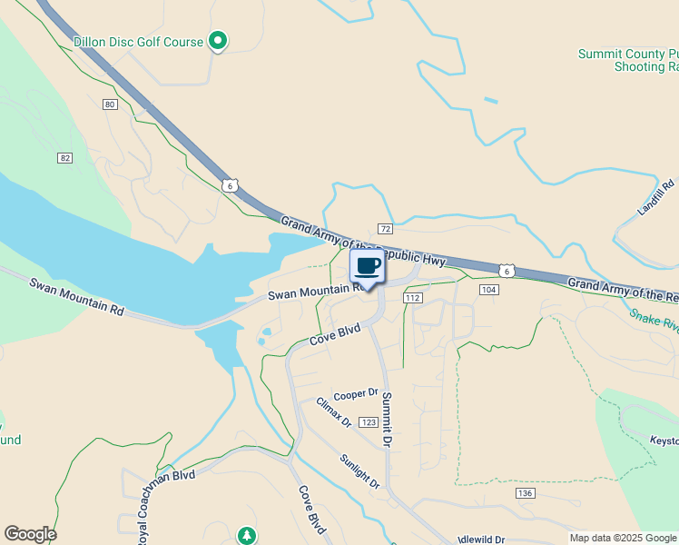 map of restaurants, bars, coffee shops, grocery stores, and more near 16 Crystal Cove in Dillon