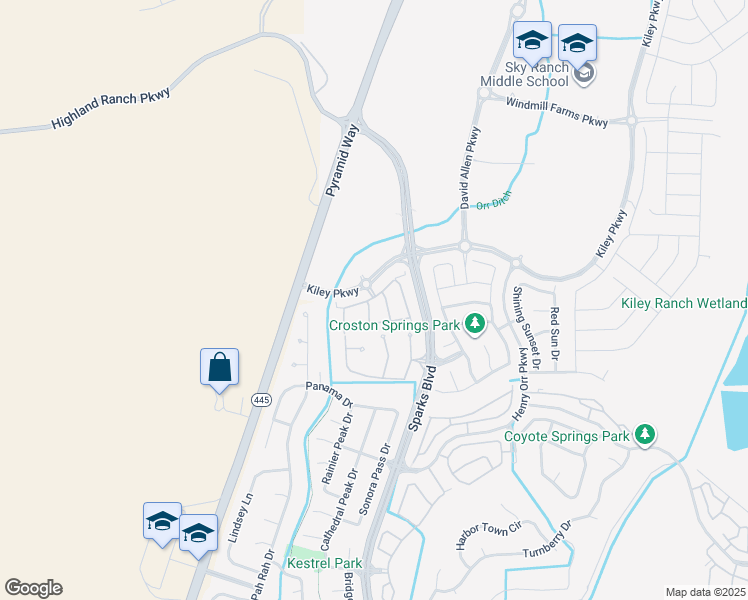 map of restaurants, bars, coffee shops, grocery stores, and more near 815 Kiley Parkway in Sparks