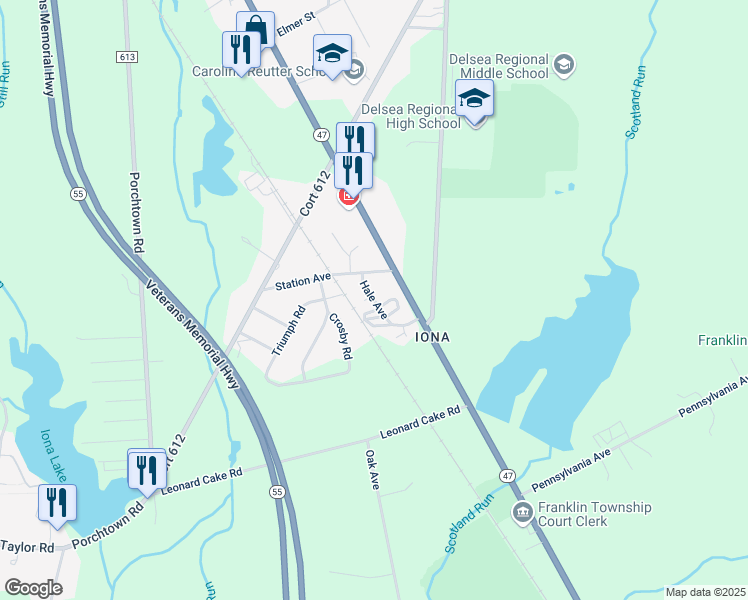 map of restaurants, bars, coffee shops, grocery stores, and more near 81 Hale Avenue in Franklin