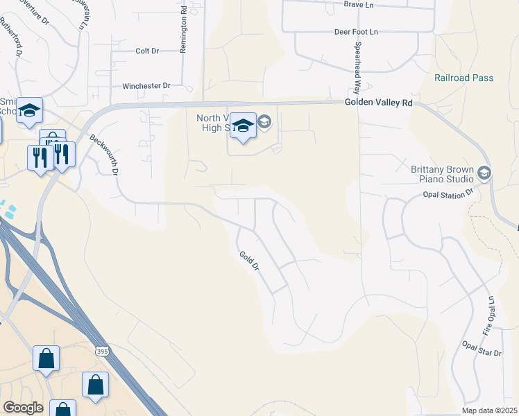map of restaurants, bars, coffee shops, grocery stores, and more near 7680 Creek Canyon Drive in Reno