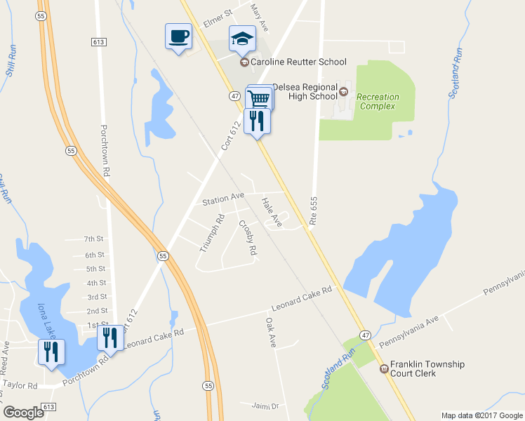 map of restaurants, bars, coffee shops, grocery stores, and more near 81 Hale Avenue in Franklin