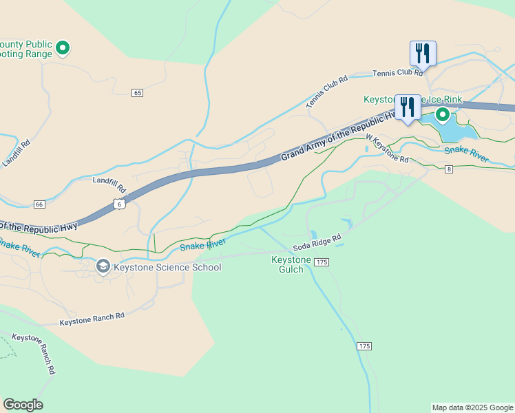 map of restaurants, bars, coffee shops, grocery stores, and more near 21650 U.S. 6 in Dillon
