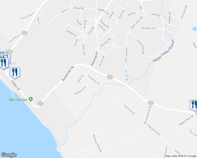 map of restaurants, bars, coffee shops, grocery stores, and more near 2390 Frenchtown Road in Port Deposit