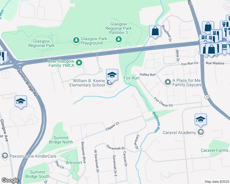map of restaurants, bars, coffee shops, grocery stores, and more near La Grange Parkway in Glasgow