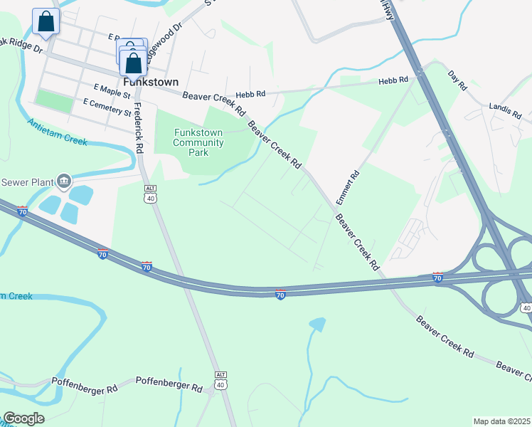 map of restaurants, bars, coffee shops, grocery stores, and more near 33 Raymond Crossing in Hagerstown