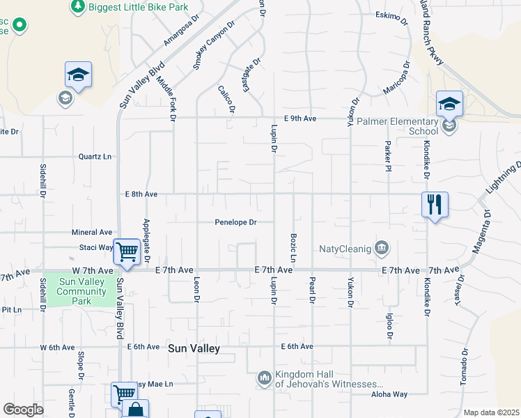 map of restaurants, bars, coffee shops, grocery stores, and more near 276 East 8th Avenue in Sun Valley