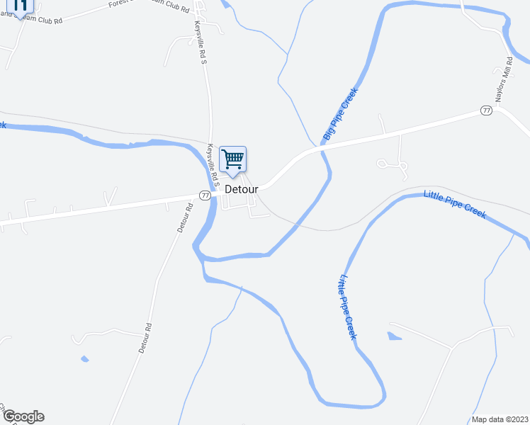 map of restaurants, bars, coffee shops, grocery stores, and more near 1006 Circle Drive in Detour