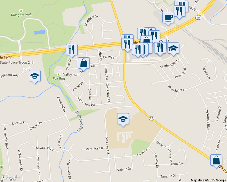 map of restaurants, bars, coffee shops, grocery stores, and more near 71 Ringneck Place in Bear