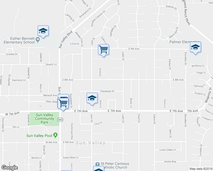 map of restaurants, bars, coffee shops, grocery stores, and more near 242 East 8th Avenue in Sun Valley