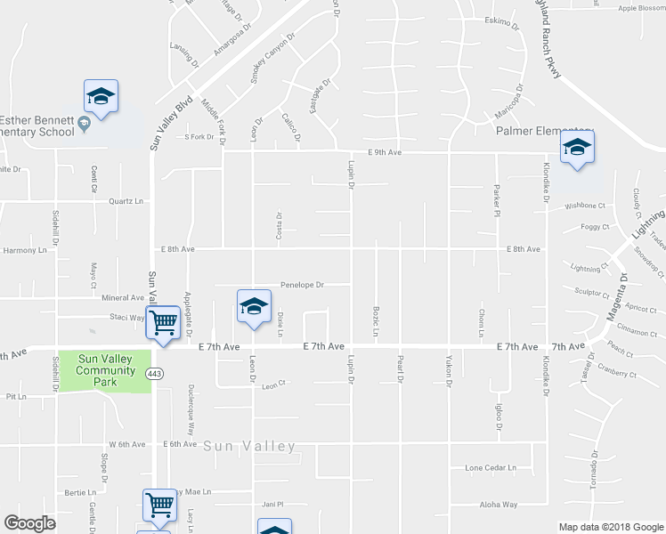 map of restaurants, bars, coffee shops, grocery stores, and more near 276 East 8th Avenue in Sun Valley
