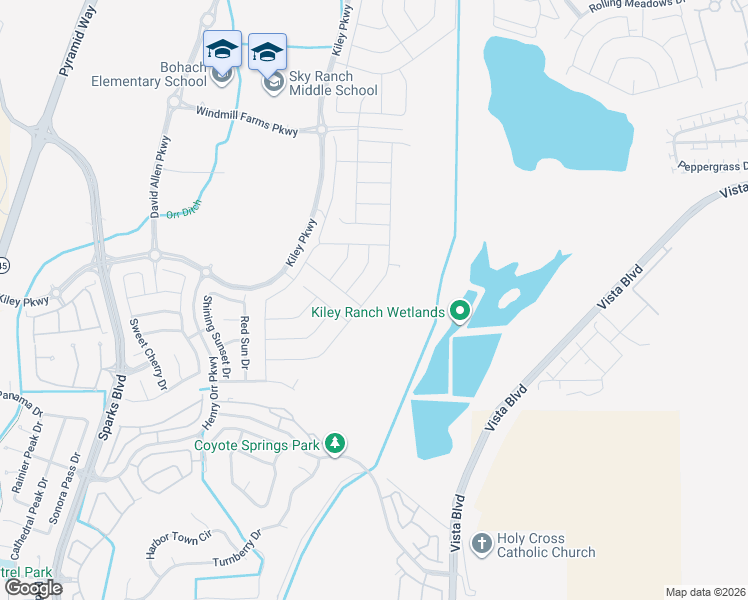 map of restaurants, bars, coffee shops, grocery stores, and more near 6130 Red Stable Road in Sparks
