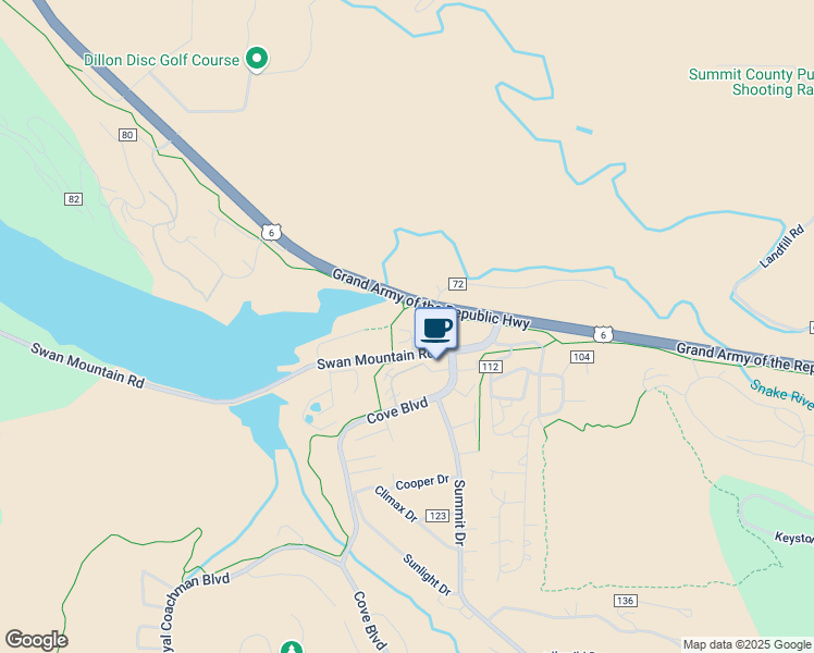 map of restaurants, bars, coffee shops, grocery stores, and more near 50 Sapphire Cove in Dillon
