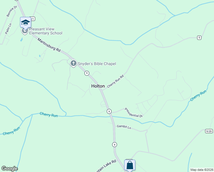 map of restaurants, bars, coffee shops, grocery stores, and more near 11249 Martinsburg Road in Hedgesville