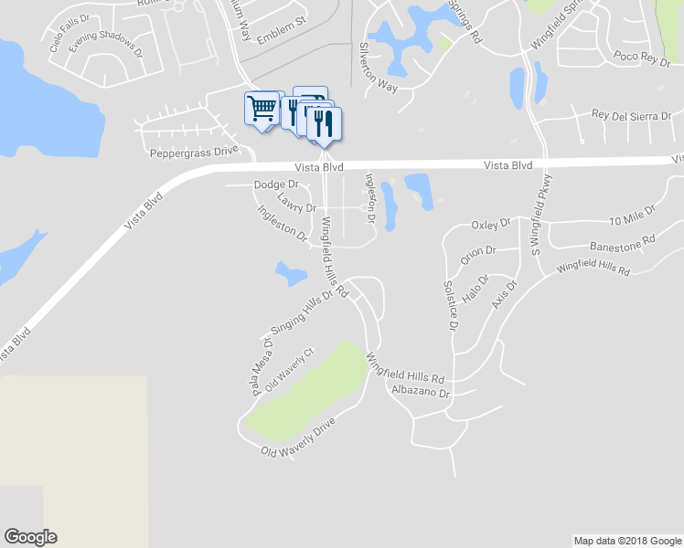 map of restaurants, bars, coffee shops, grocery stores, and more near 6090 Cielo Circle in Sparks