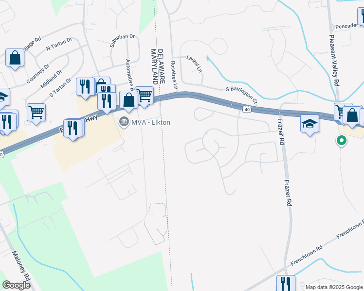 map of restaurants, bars, coffee shops, grocery stores, and more near 16 Bastille Loop in Newark